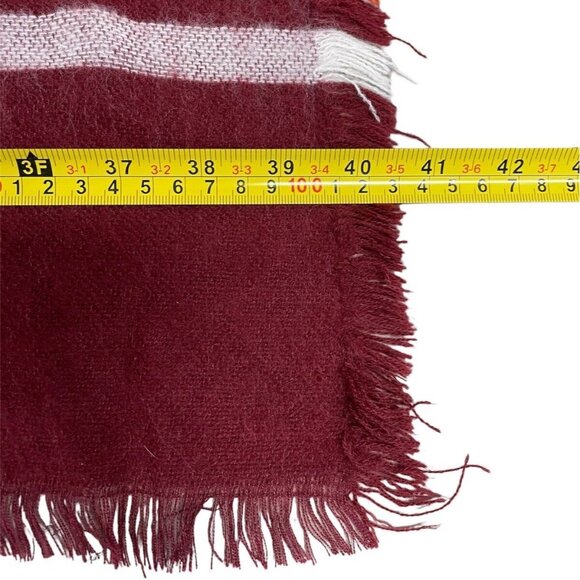 Southwest Aztec Wrap Scarf Throw Blanket Fringe Western Maroon Blue Stripe 77x40 - Picture 6 of 6